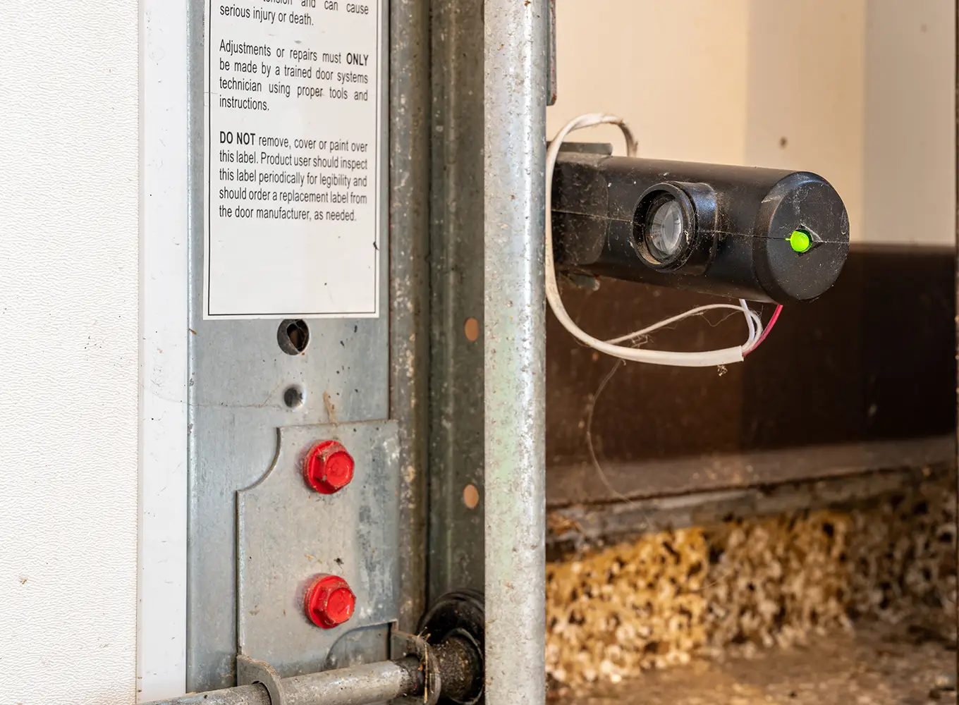 sensor component of a garage door