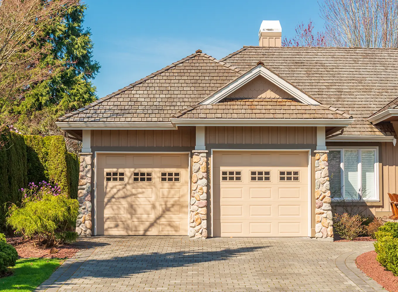 fixed garage door with panels replaced by garage door company in Edwardsville IL